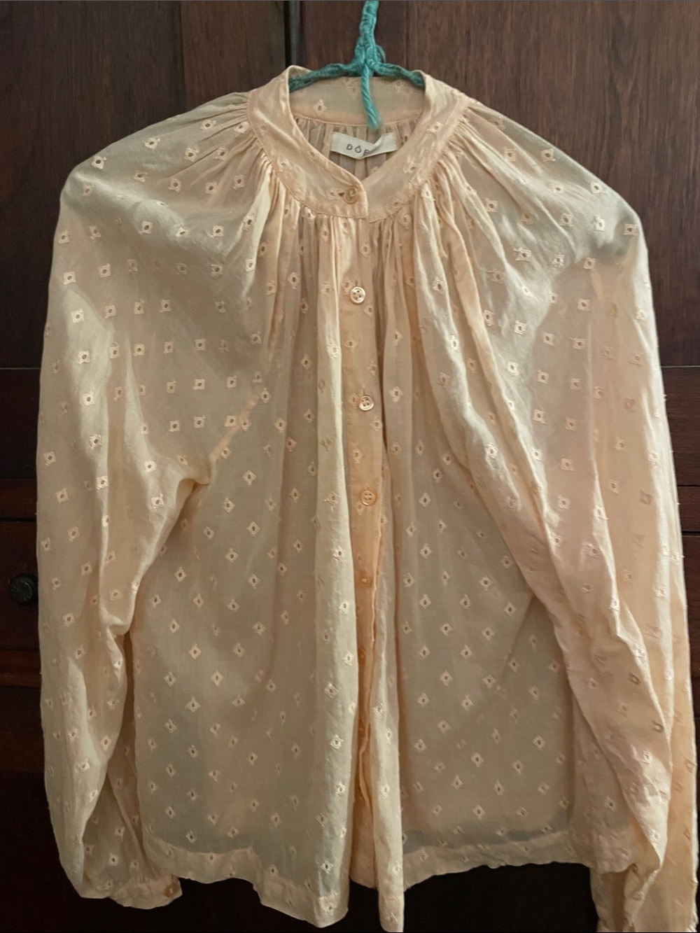 Doen Julienne Top in Peach Sorbet Marseille Embroidery